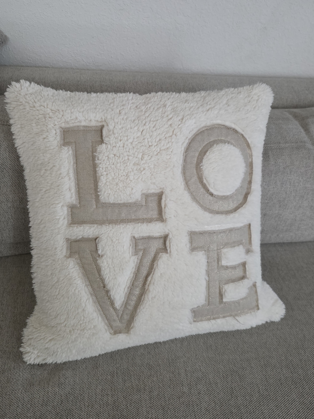 Pottery Barn 18"x18" HOME throw Pillow with insert - Sherpa cream front